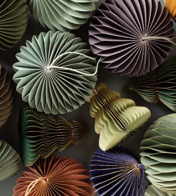 Scandinavian christmas paper honeycomb ornaments. Modern christmas decoration